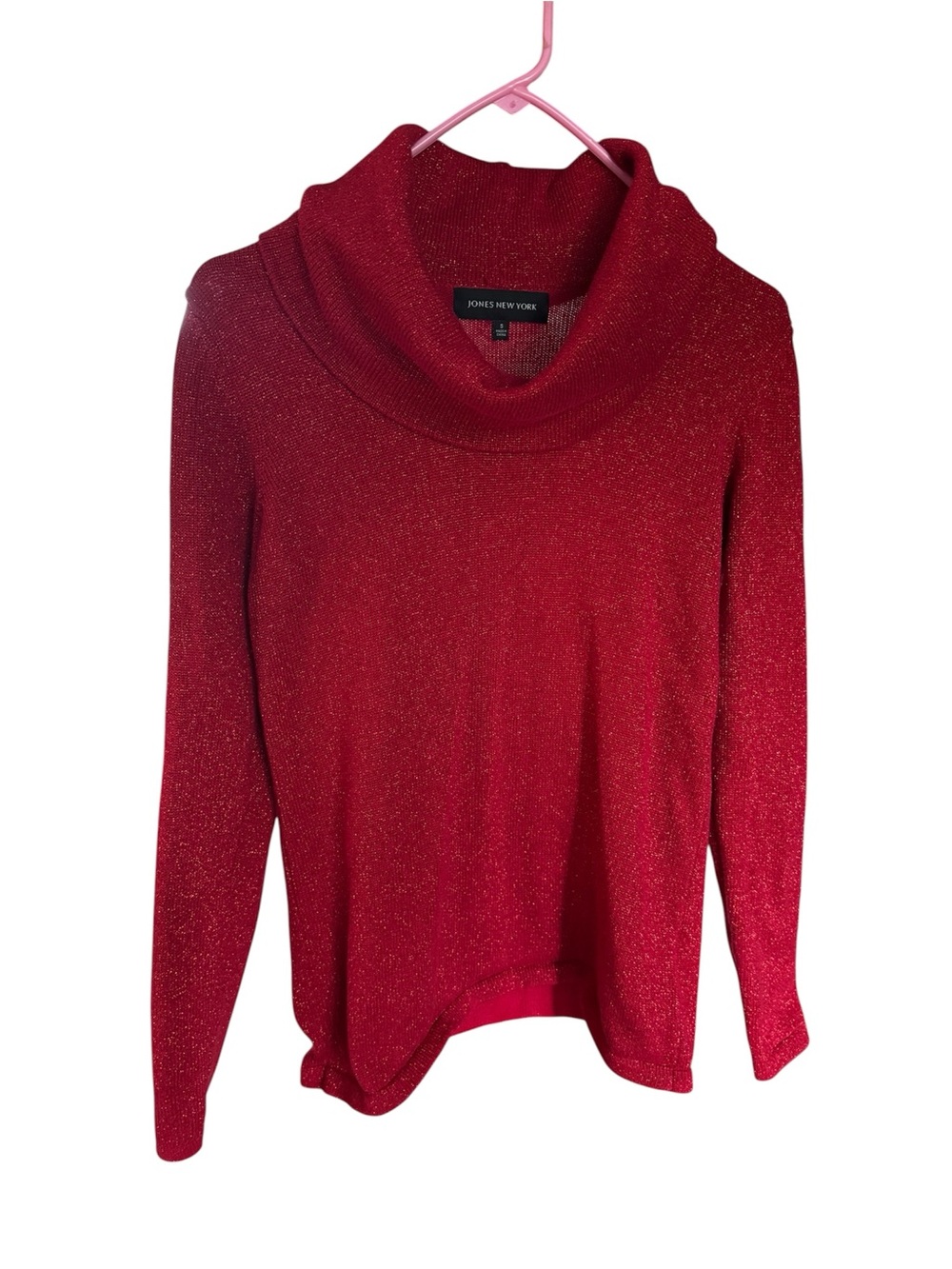 Jones New York Red Sparkle Cowl Neck Sweater - Light and Airy